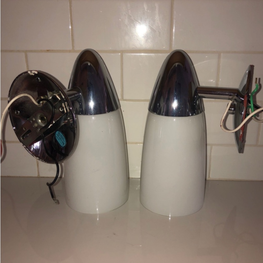 Vintage white glass fixture wall lamps